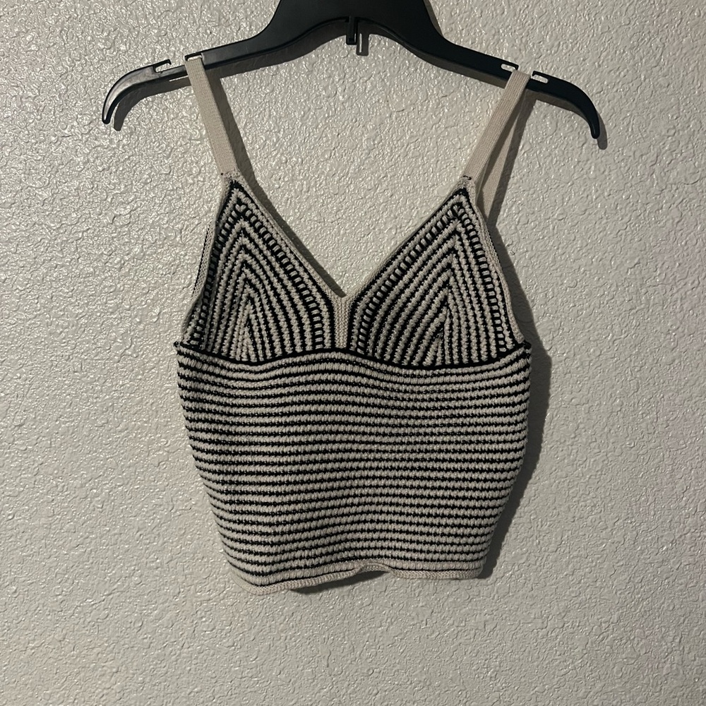 Mango Black and White Knit Camisole